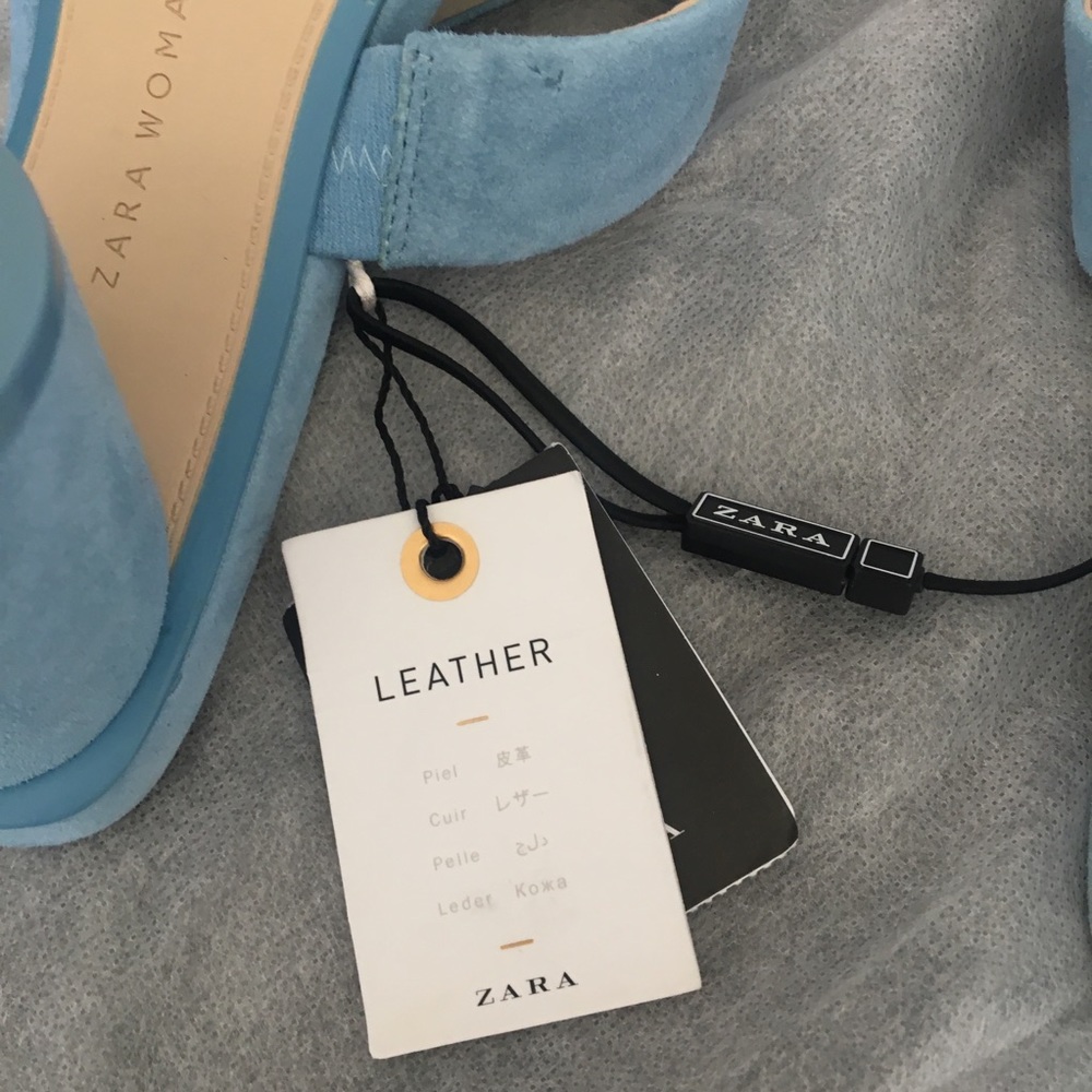 Zara 100% Leather Block Heel Sandals - Picture 8 of 8